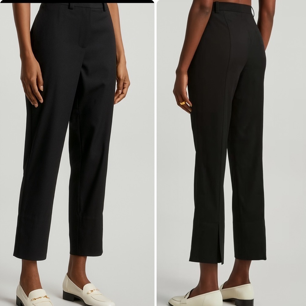 NEW 3.1 Phillip Lim Cropped Slim Trousers in Black Sz 10 Back Slit Wool Blend